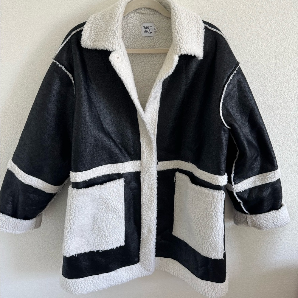 Princess Polly Black and White Faux Leather Jacket